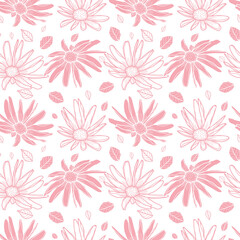 Floral seamless pattern design. Pastel pink color vector fabric design.