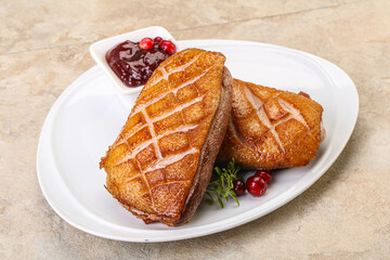 Roasted duck breast with sauce