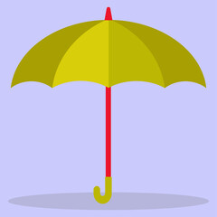 Green umbrella. Front view. Vector image of an umbrella with a flat design.