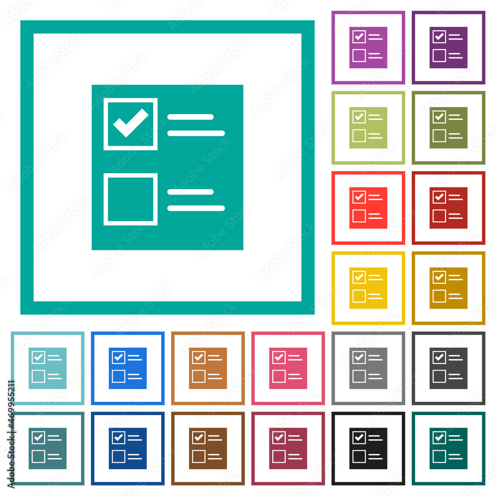 Poster ballot paper solid flat color icons with quadrant frames
