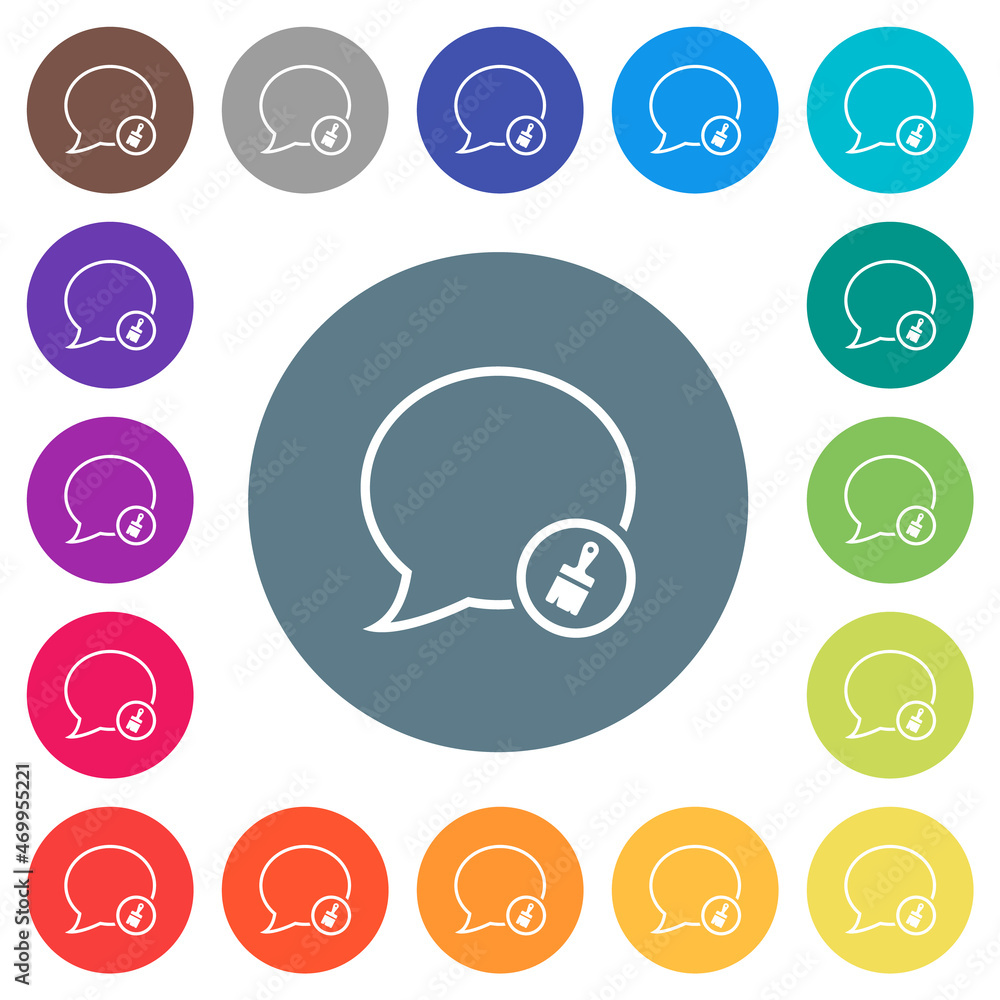 Aufkleber message paste outline flat white icons on round color backgrounds