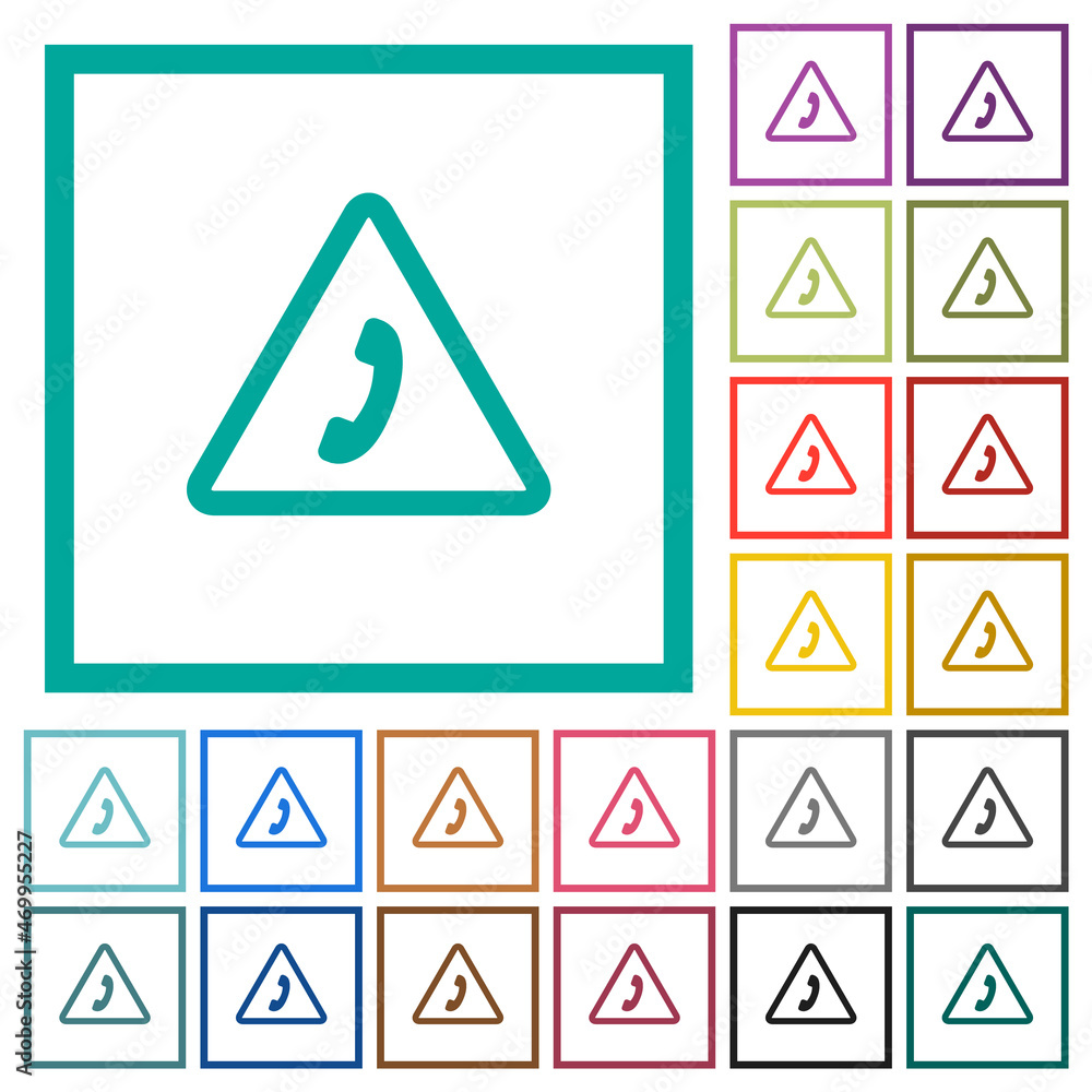 Poster emergency call flat color icons with quadrant frames