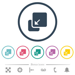 Collapse element solid flat color icons in round outlines