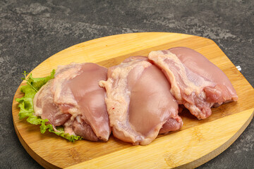 Raw chicken boneless and skinless leg