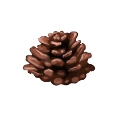 watercolor brown cone. isolated bump on a white background