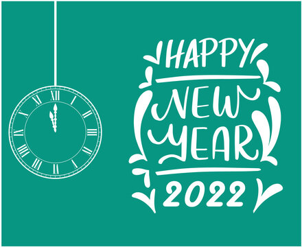 Happy New Year 2022 Holiday Illustration Vector Abstract White With Green Background