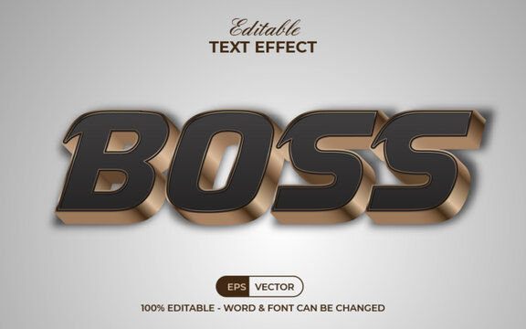3D black gold text effect boss style. Editable text effect.