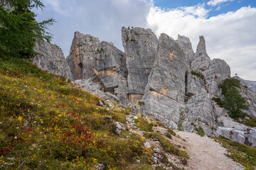Mountain landscape in the Dolomites. Cinque Torri area.