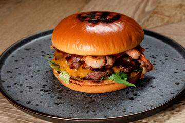 fast food burger classic american food with smoked meat