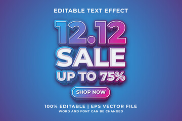 Editable text effect - 12.12 Sale 3d template style premium vector