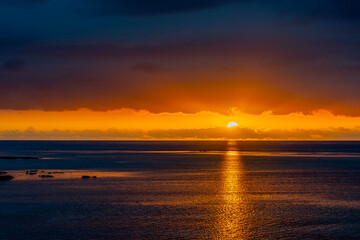 Sunset on the coast, tropical island. High quality photo