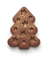 Front view of handmade chocolate Christmas tree