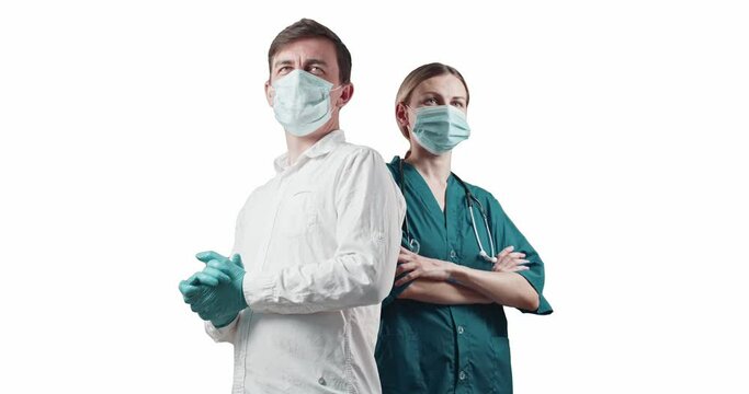 team of medical professionals on a white background