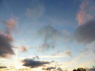 Obraz na płótnie Canvas The sky is blue, clouds at sunset