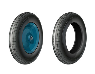 Wheel for wheelbarrow. Rubber tyre. Detail. Isolated on white background. Eps10 vector illustration.