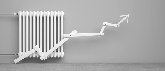 Classic Radiator with arrow in front of background - 3D Illustration