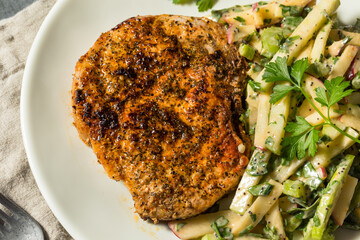 Homemade Roasted Pork Chop with Apple Slaw