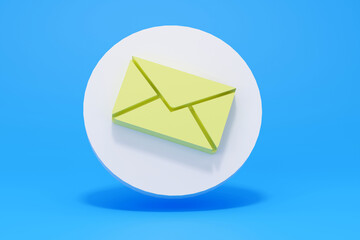 E-mail icon. Document and postal envelope.  Symbol on color background. 3d render illustration 