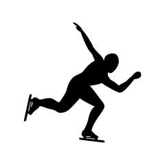 Black silhouette of speed .skating man. Winter sport vector icon.