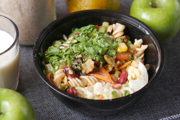 fresh vegetable salad bowl on table,