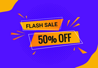 Flash sale 50% off discount banner promotion template vector images