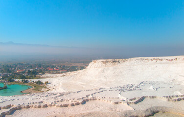 Natural travertine pools and terraces in Pamukkale. Cotton castle in southwestern Turkey - Pamukkale, Denizli