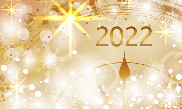Happy New Year 2022 - Vector New Year background with gold numbers on shining background