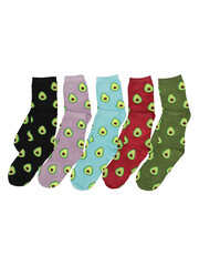 Colored socks for children and adults, isolated on white background