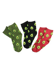 Colored socks for children and adults, isolated on white background