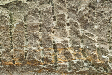 Texture of brick wall and concrete blocks. Samples of stone plates stacked evenly in a row.