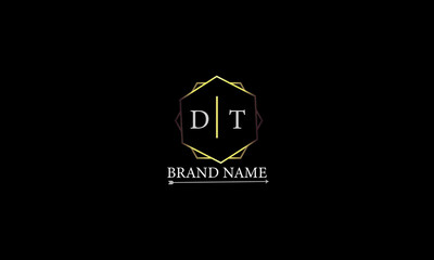 DT is luxury logo with golden color and black background.