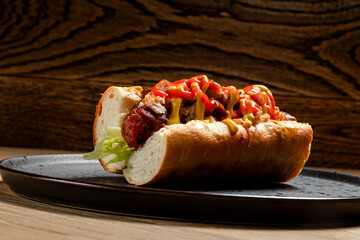 fast food hot dog with homemade sausage