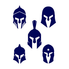 Spartan helmet set. Spartan warrior vector illustration.