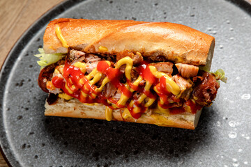 fast food hot dog with homemade sausage