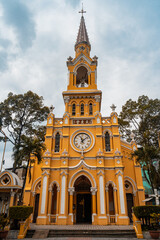 Fototapeta na wymiar St Francis Xavier Parish church or Cha Tam church is a main travel atraction in Cholon District 5, Ho Chi Minh City, Vietnam. Text in photo mean Chinese Church.