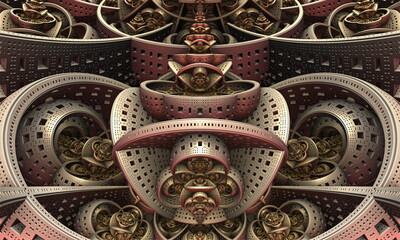 3d fractal illustration. Abstract fractal in bright and colorful color.