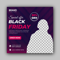 black friday Social Media Post banner Template, black friday facebook Instagram post banner, social media post banner design template