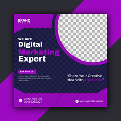 Digital Marketing Social Media Post banner Template, Digital marketing agency post banner, social media post banner design template