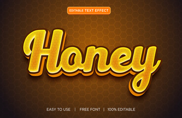 Honey text editable text effect design with a premium vector with background