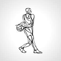 Fototapeta na wymiar Basketball player outline abstract silhouette