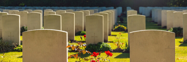 cemetery graves on autumn time