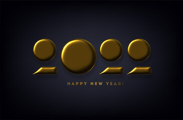 Happy New Year 2022 3d realistic vector lettering illustration