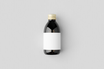 Cold brew coffee glass bottle mockup with blank label.