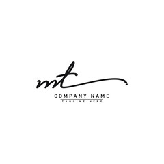 Initial Letter MT Logo - Handwritten Signature Logo