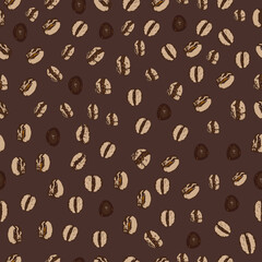 seamless vector texture. abstract background with coffee beans without transparencies and gradients