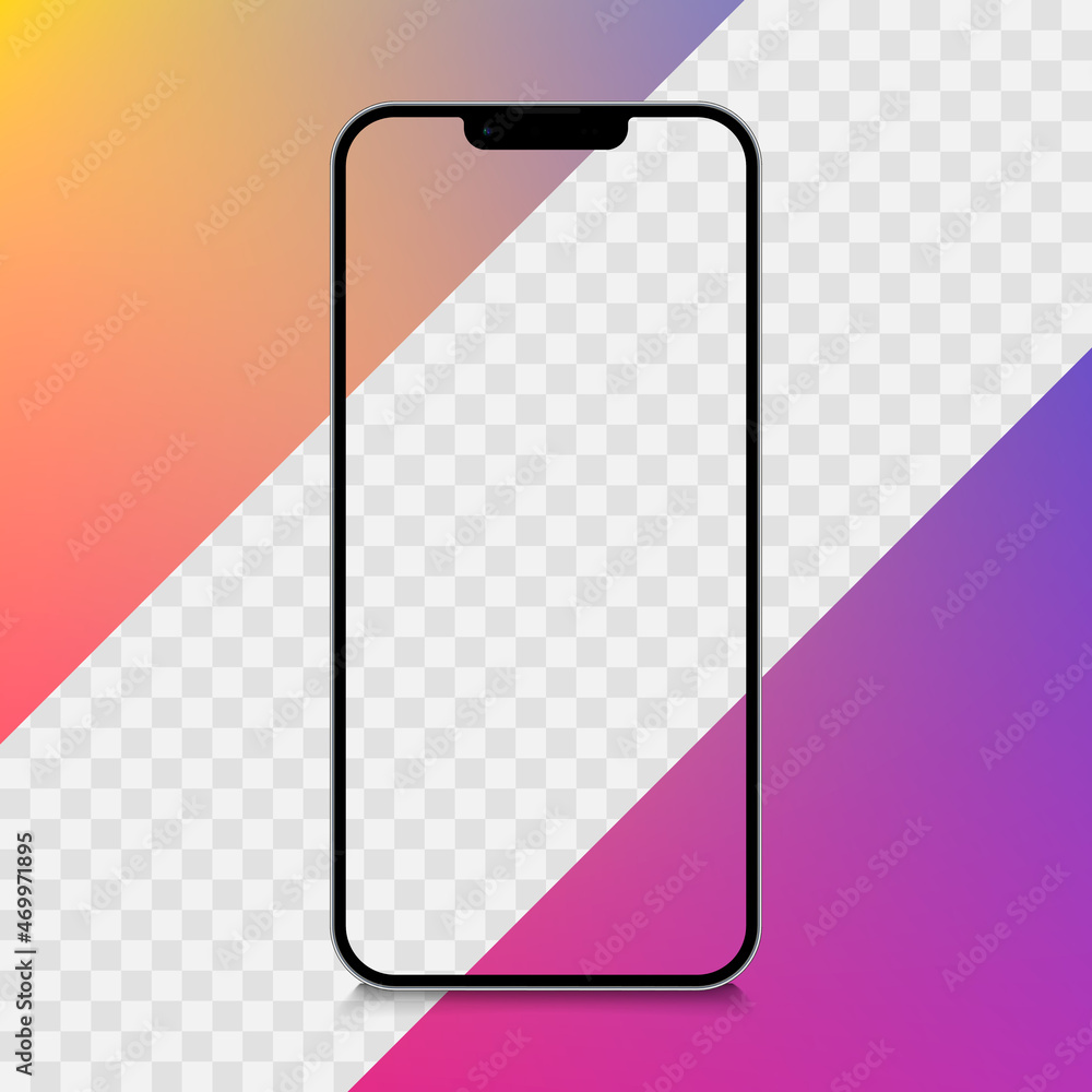 Poster smartphone blank screen, phone mockup. template for infographics or presentation ui design interface
