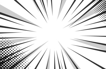 Comic speed radial background. Comic explosion. Vector illustration. Comic book design element.