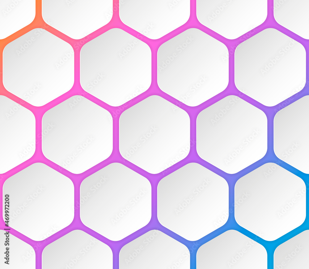 Poster abstract. hexagon white background, with color gradient light and shadow.