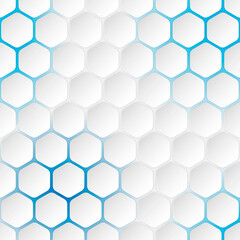 Abstract. Hexagon white background, blue light and shadow.