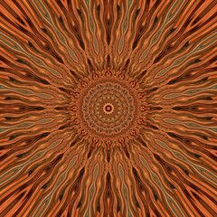 Orange flowing abstract circle pattern, mandala.